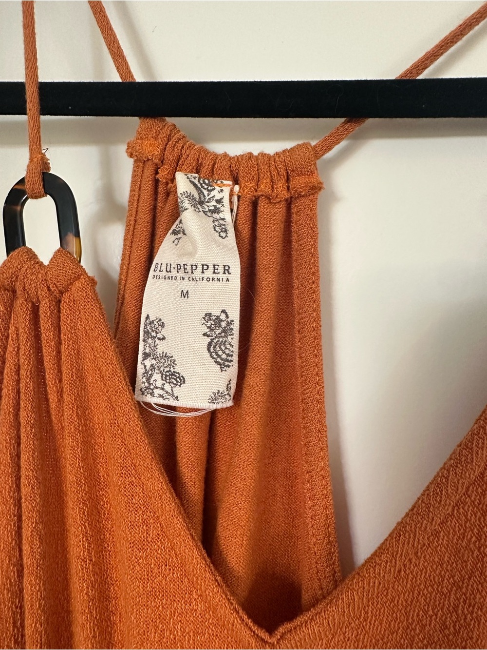 Blu Pepper Orange Knot Front Tank Top with Tortoise Accent Rings - Picture 9 of 11